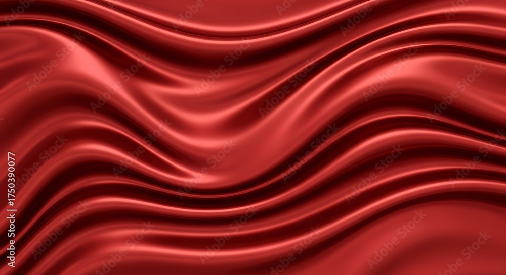 Obraz premium Elegant Red Silk Fabric with Flowing Waves and Luxurious Texture.