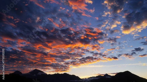 Summer Skies: Dramatic Sunrises, Sunset Hues (Red, Orange, Yellow) & Cloudscapes Over Mountain Horizons