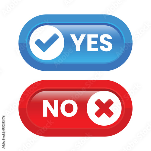 Glossy Style Buttons Yes and No Icon UI Element Design