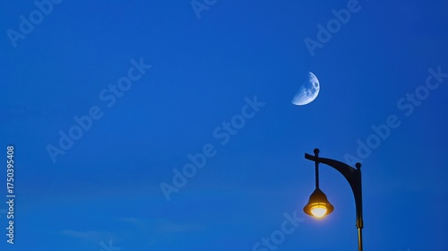 Day to Night Glow: Full Moon, Blue Skies, and City Streetlights—From Sunset Dusk to Lunar Astronomy Landscapes