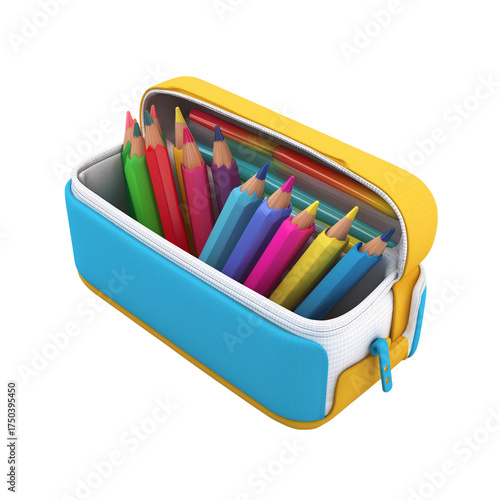 Colorful Pencil Case Filled with Assorted Colored Pencils.