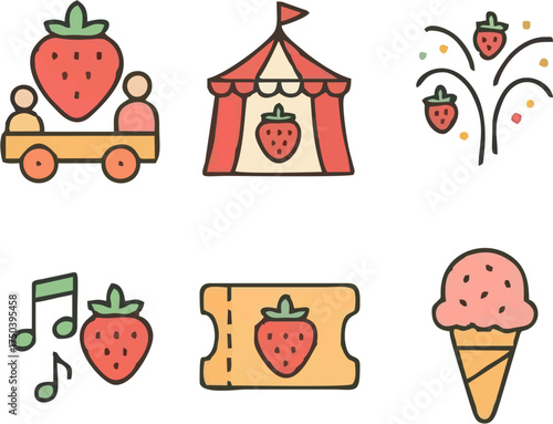 Christmas fruits and vegetables holiday icon set cartoon style festive decoration collection
