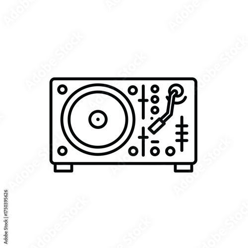 Turntable plays music in a minimalist style, showcasing the retro vibe and technological simplicity of vinyl records, creating a nostalgic atmosphere.