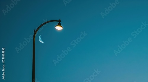 Day to Night Glow: Full Moon, Blue Skies, and City Streetlights—From Sunset Dusk to Lunar Astronomy Landscapes