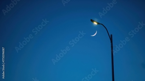Day to Night Glow: Full Moon, Blue Skies, and City Streetlights—From Sunset Dusk to Lunar Astronomy Landscapes