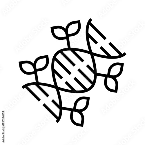 Illustration of plant biotechnology, DNA with leaf icon vector