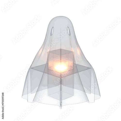 Ghostly lamp illuminating a room with a soft, warm glow.