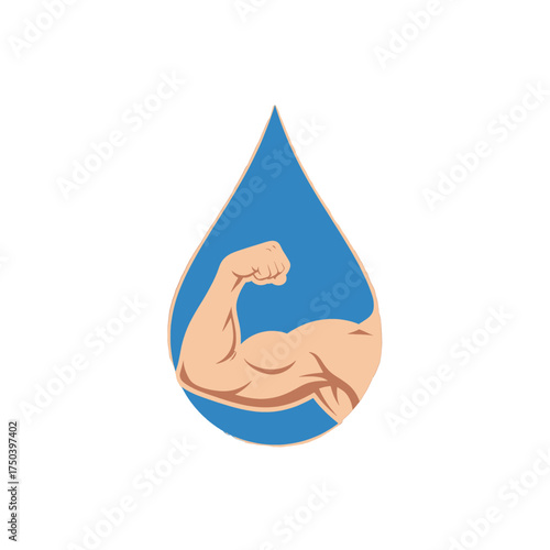 Strong Water Drop Symbolizing Hydration and Fitness.