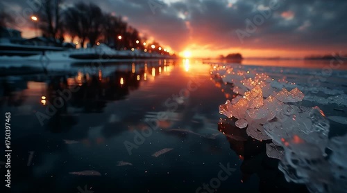 Frozen Reflections at Twilight