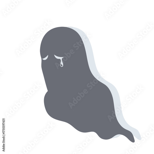 Sad ghost silhouette crying, representing sorrow and loss.