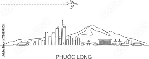 Phước Long City Skyline Airplane Travel Outline Icon