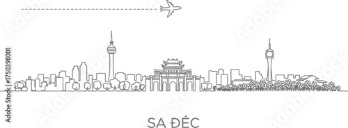 Sa Dec Skyline Airplane Travel Line Art