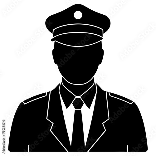 Silhouette of a security guard in uniform