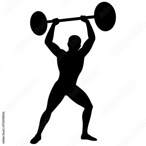 Silhouette of a weightlifter lifting barbell