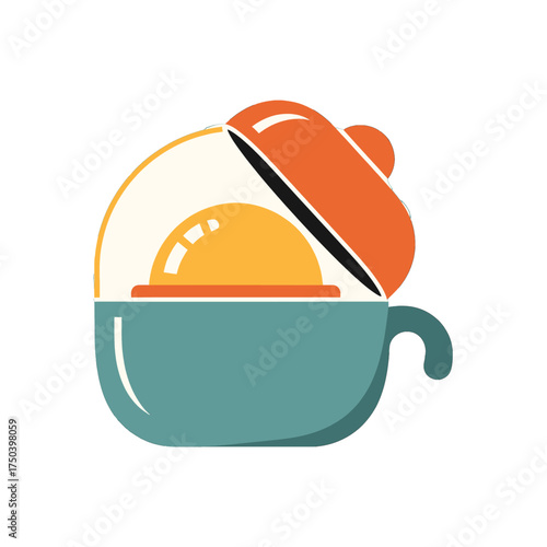 Egg in a pot, ready for breakfast, delicious and healthy.