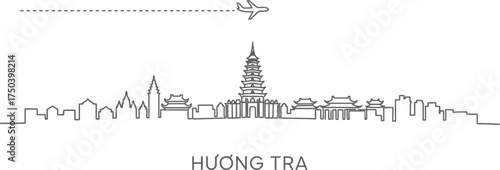 Huong Tra Vietnam Skyline with Airplane