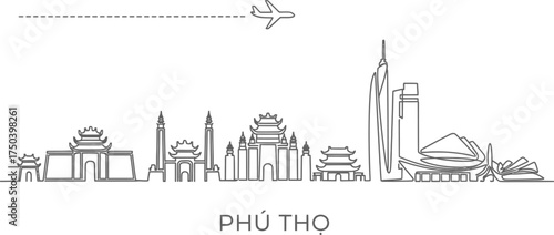 Phu Tho Vietnam Skyline Travel Icon Airplane
