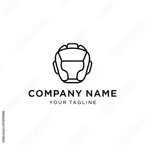 Minimalist boxing helmet logo design for company branding.
