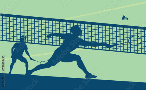Premium Illustration of badminton players playing together best for your digital graphic and print	