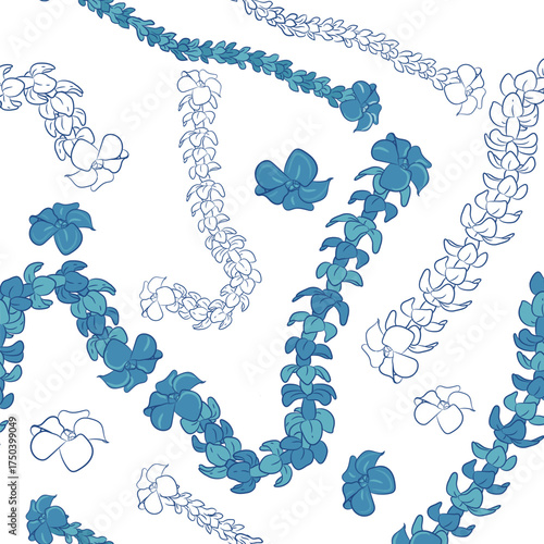 Seamless Hawaiian puakenikeni flower lie pattern illustration