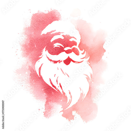 Minimalist Watercolor Santa Claus with Red Background