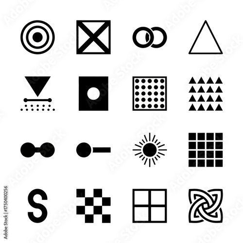 Complete Geometric Shapes Icon Pack: Circle, Square, and Triangle for Design