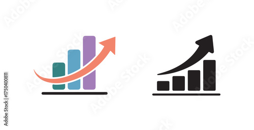 Simple Growing graph icons set, Growth bar chart, Growing graph,  Business chart with arrow, Profit growing icon, vector illustration eps 10.