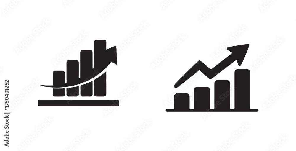 Fototapeta premium Growing graphic icon set, upward growth bar chart symbol icon, Business chart, Financial rise up, Increase profit, vector illustration eps 10.