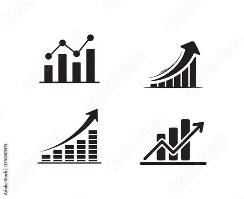  Graph icon vector,  graph sign, Profit growing icon, Progress bar, Chart increase profit, Vector illustration EPS 10.