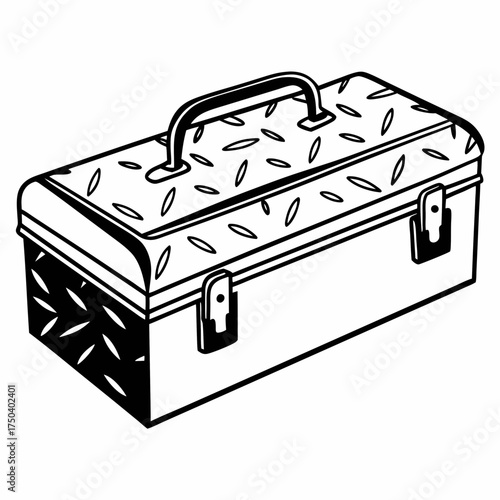 Tool box with textured lid and handle in minimalist style  