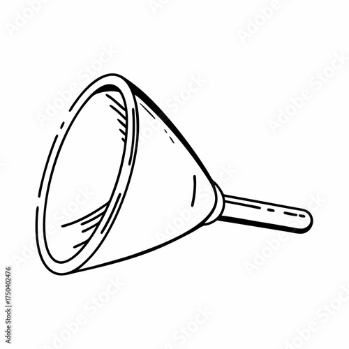 Kitchen funnel for pouring liquids in sketch style  