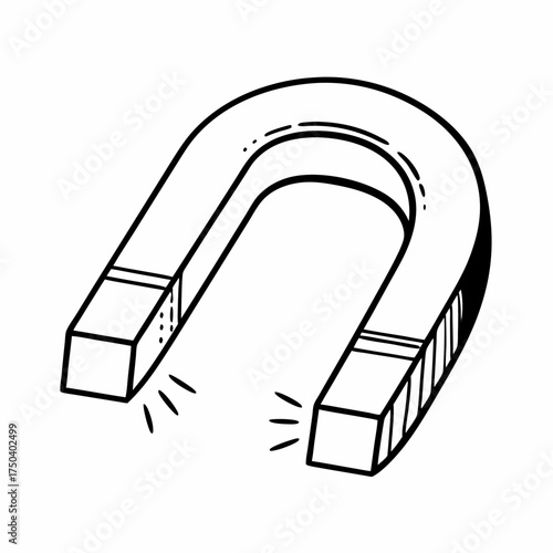 Magnet in hand-drawn style with simple design and black outline  