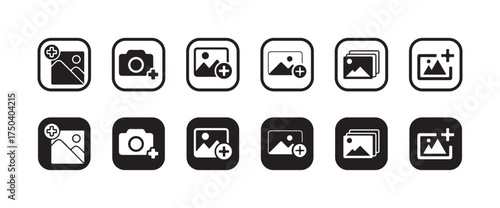 Add photo icon, Add Alternate Photo Icon, add photo gallery icon, Vector illustration EPS 10.