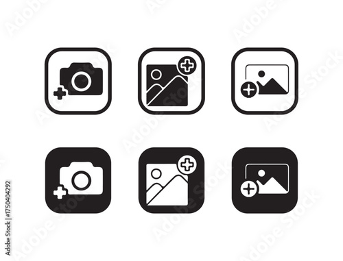 Gallery icon vector set, photo album icon, Add photos icon set, Add Photo Symbol, vector illustration eps 10