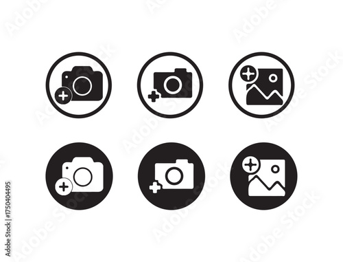 Add photo gallery icon, photo album icon, image picture symbol, Add photos icon, Vector illustration EPS 10.