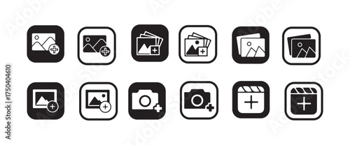 Add Photo Picture icon vector simple design, Gallery icon vector set, photo album icon, image picture symbol, Vector illustration EPS 10.