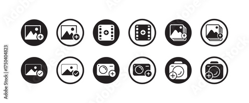 Gallery icon vector set, photo album icon, Add photos icon set, Add Photo Symbol, vector illustration eps 10