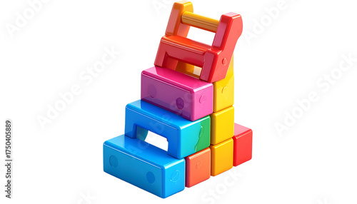 Wallpaper Mural Bright Rainbow Stacking Blocks Toy on Black: Modular Design for Childhood Development, Creative Learning & Progressive Concepts Torontodigital.ca