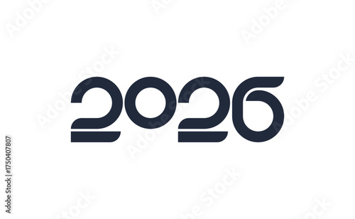 2026 new year logo. Number of year text design. Design elements for greeting card, invitation, calendar, etc. Vector illustration.
