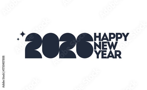 2026 new year logo. Number of year text design. Design elements for greeting card, invitation, calendar, etc. Vector illustration.