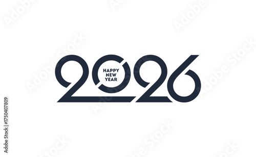 2026 new year logo. Number of year text design. Design elements for greeting card, invitation, calendar, etc. Vector illustration.