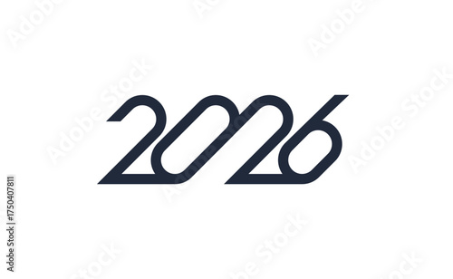 2026 new year logo. Number of year text design. Design elements for greeting card, invitation, calendar, etc. Vector illustration.