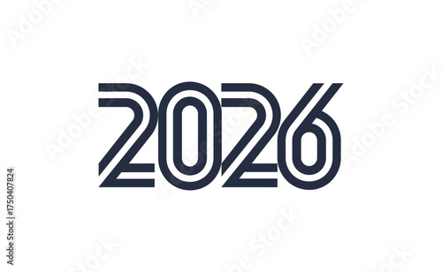 2026 new year logo. Number of year text design. Design elements for greeting card, invitation, calendar, etc. Vector illustration.