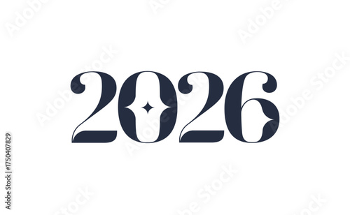 2026 new year logo. Number of year text design. Design elements for greeting card, invitation, calendar, etc. Vector illustration.