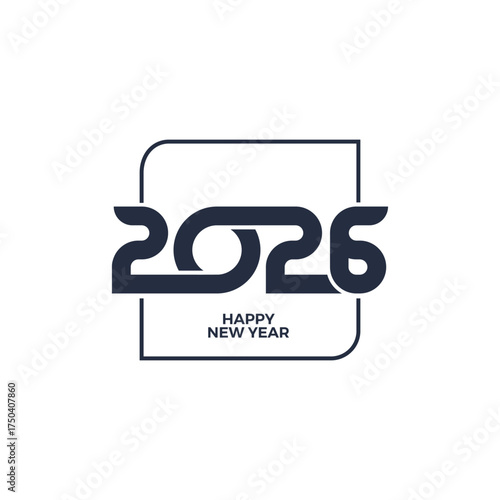 2026 new year logo. Number of year text design. Design elements for greeting card, invitation, calendar, etc. Vector illustration.