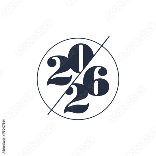 2026 new year logo. Number of year text design. Design elements for greeting card, invitation, calendar, etc. Vector illustration.