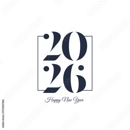 2026 new year logo. Number of year text design. Design elements for greeting card, invitation, calendar, etc. Vector illustration.