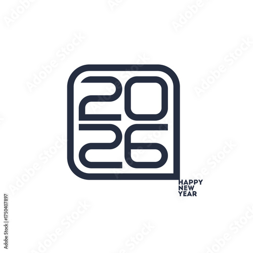 2026 new year logo. Number of year text design. Design elements for greeting card, invitation, calendar, etc. Vector illustration.