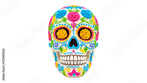 Day of the Dead sugar skull colorful floral decoration traditional Mexican holiday celebration