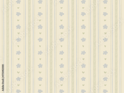 Wallpaper with small flowers in an antique style and subdued colors